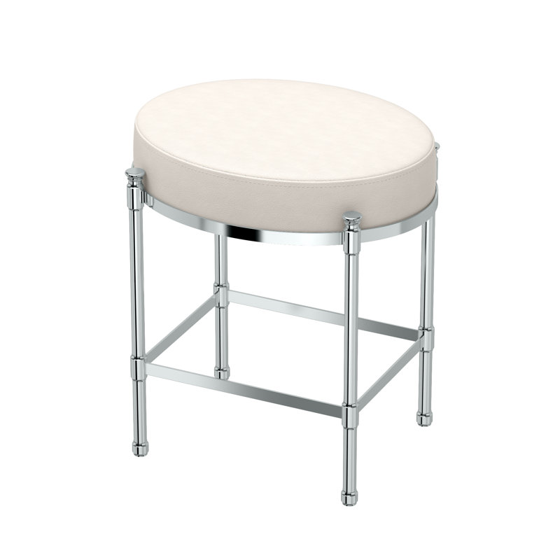 Tabouret de coiffeuse avec coussin, Chrome, Ivoire