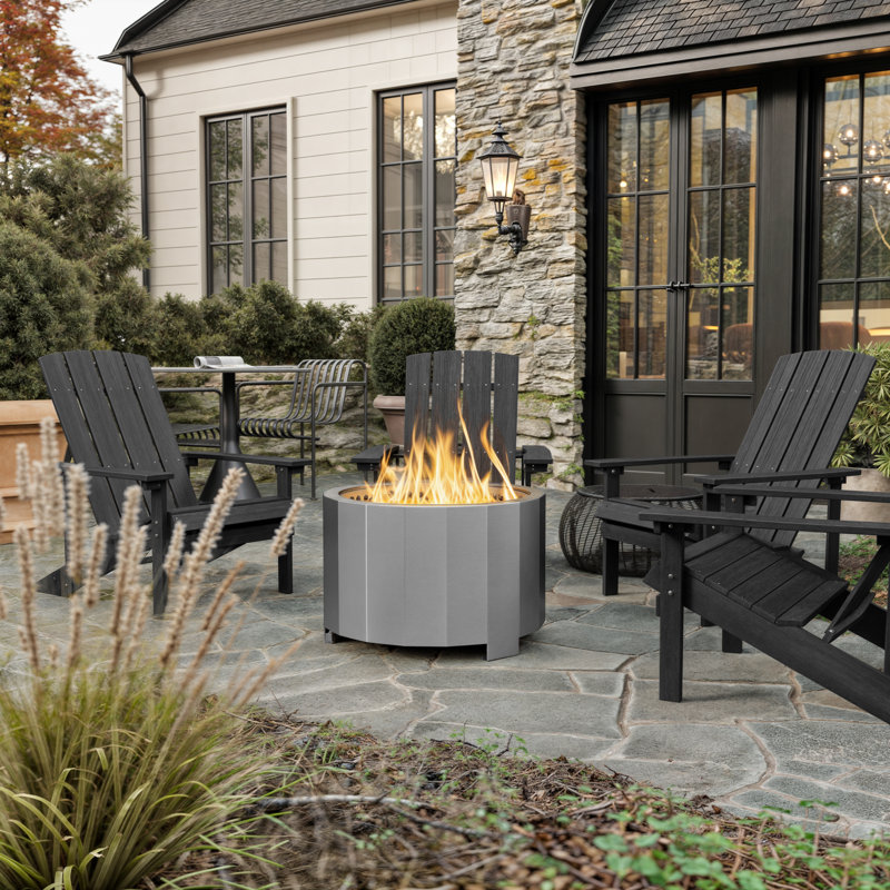 Portable Commercial Grade Outdoor Smokeless Wood Burning Fire Pit, 17.75" H x 27" W x 27" D, Stainless Steel