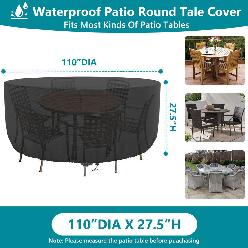 Housse de table ronde résistante et imperméable, Noir