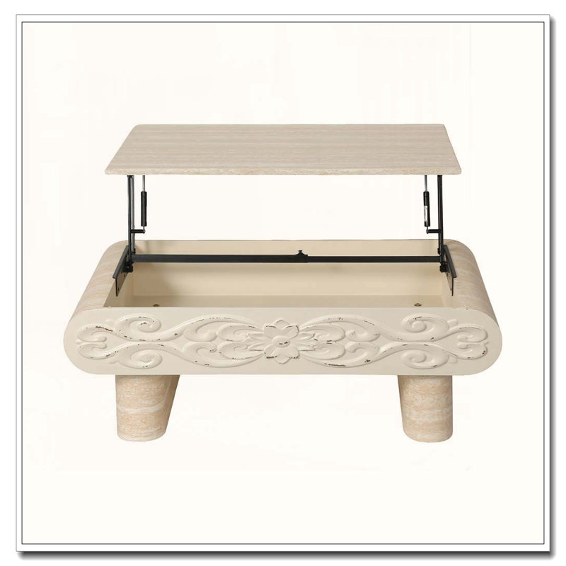 Table basse à plateau relevable Modern, Beige + jaune