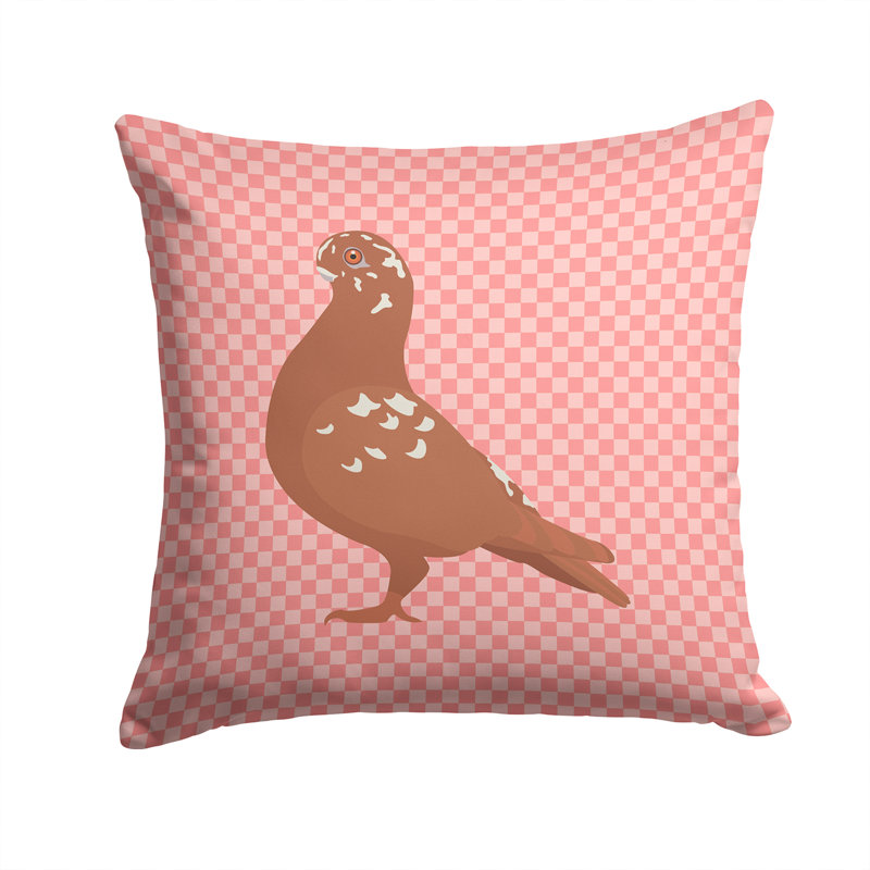 Coussin décoratif extérieur hibou pigeon check, Rose, 14 po x 14 po