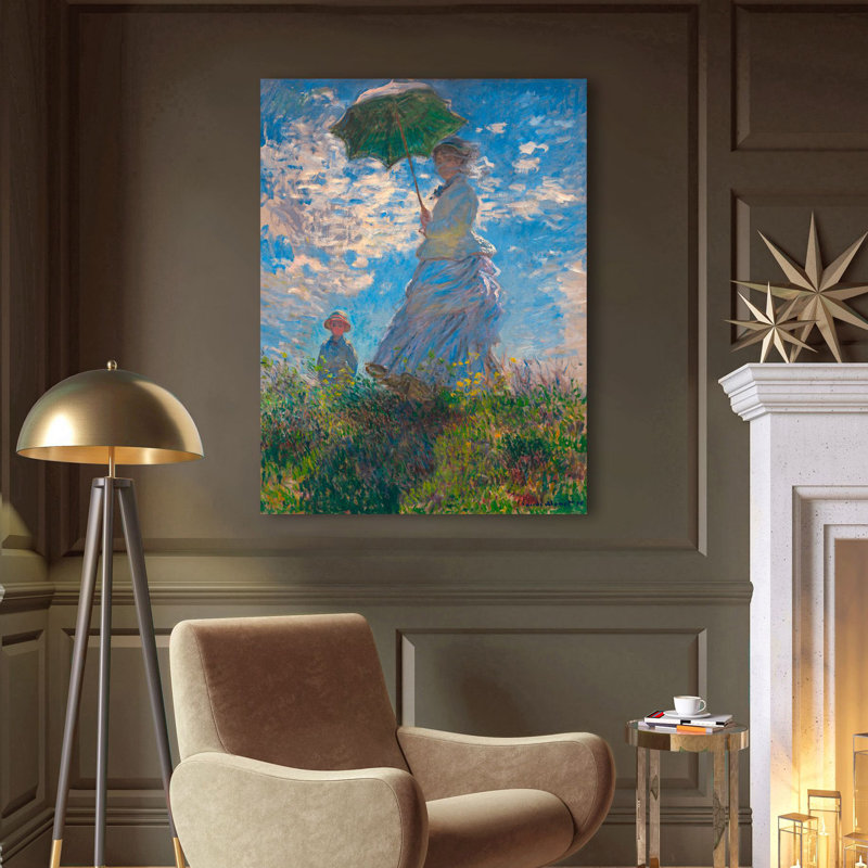 Woman With A Parasol - Madame Monet And Her Son by Claude Monet - Wrapped Canvas Painting, 100cm H x 70cm W x 4cm D