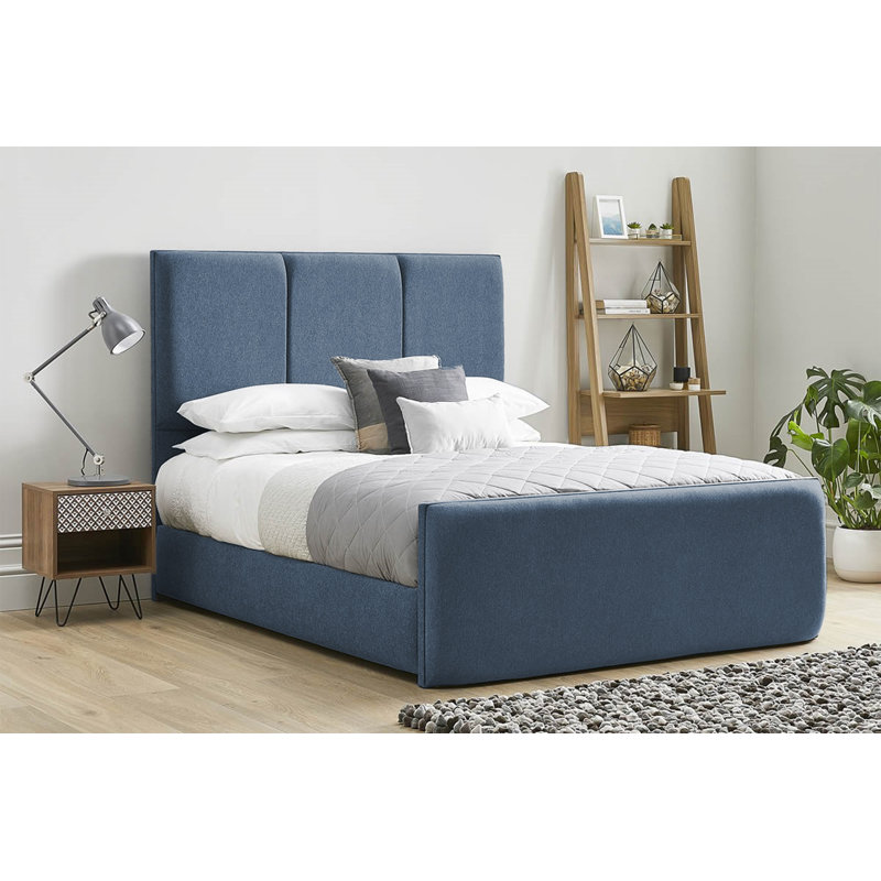 Ledley Kailua Upholstered Bed Frame - Plush Velvet with Headboard and Sprung Slats, Double (4'6), Steel