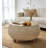  Round Drum Coffee Table, Handwoven Natural Seagrass with Glass Top, Wood Legs