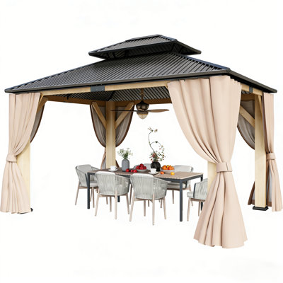 Outdoor Wood Hardtop Gazebo-E