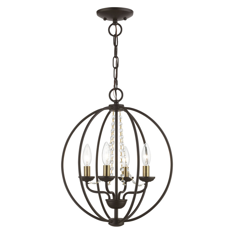 Lustre convertible globe / semi-encastré, Bronze / laiton antique