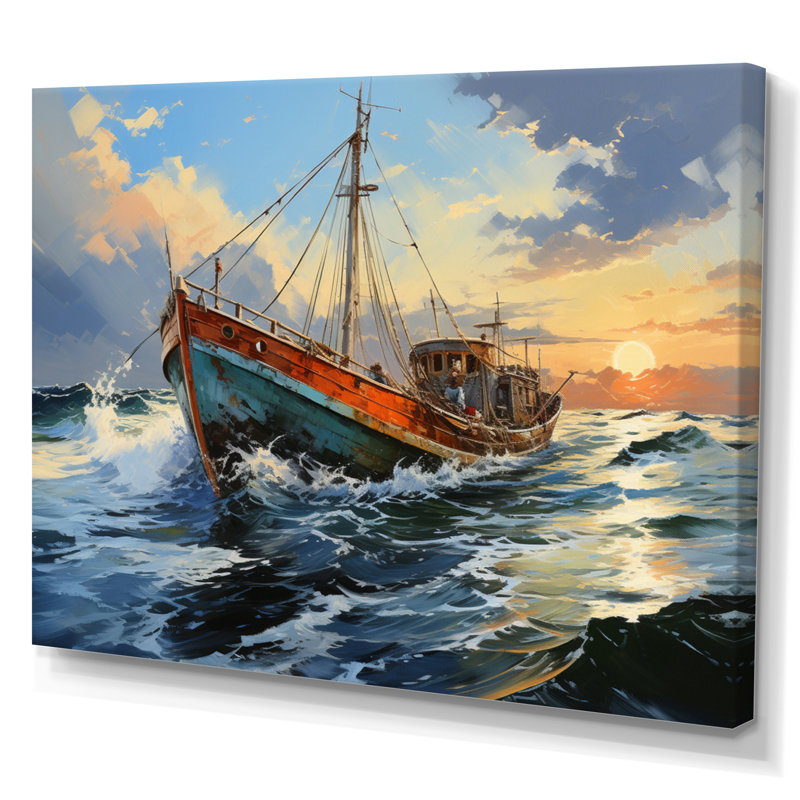 Impression d'art sur toile, "Bateau expressif" - Transport, Toile tendue, H 34 po x l 44 po x P 1,5 po