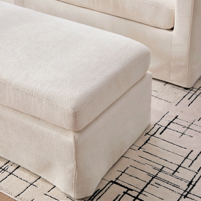 Fauteuil d'appoint rembourré en chenille 43,9 po Chenbay, Beige, Beige
