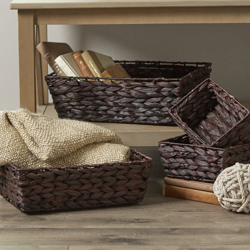 Braided Hyacinth & Iron Handwoven Basket Set