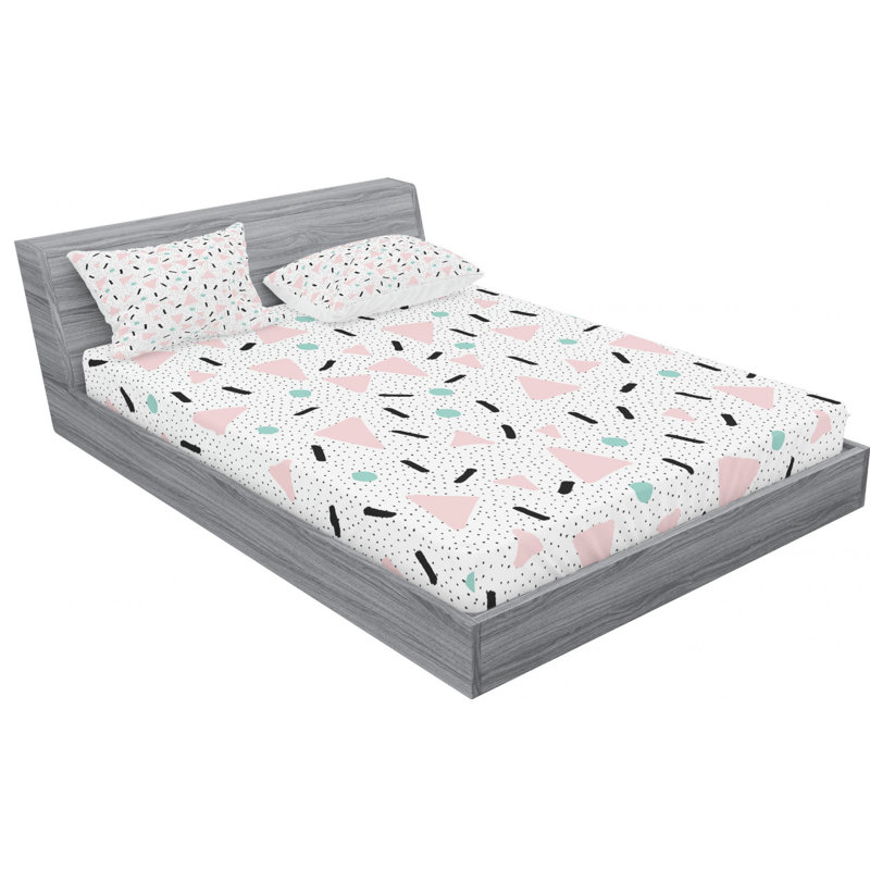 Full White Microfiber Geometric Print Sheet Set