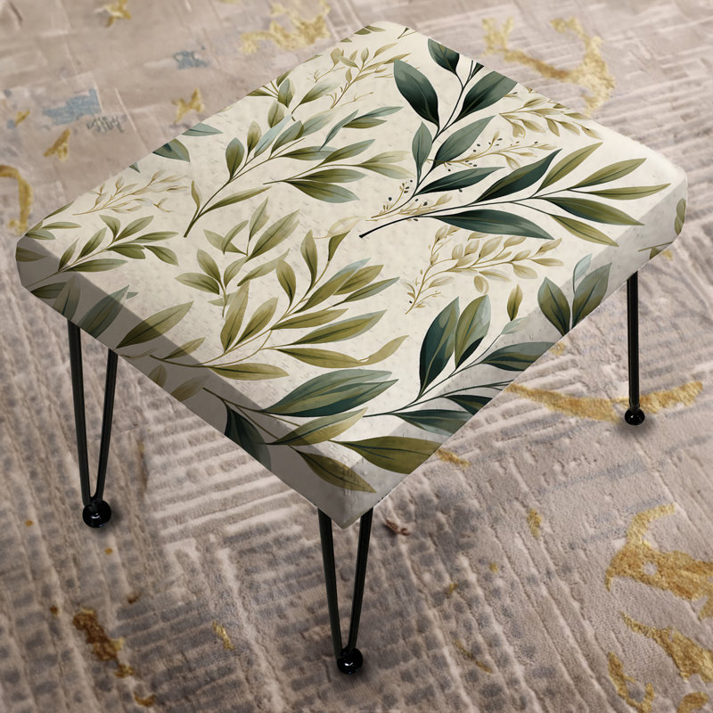 Tranquil Leaves - Plants Rectangle Ottoman