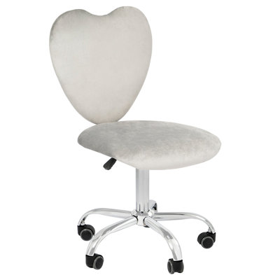 Makinna Heart 360 Degrees Vanity Chair with Adjustable Height, Armless Swivel Wheelbase Chair with Cushion