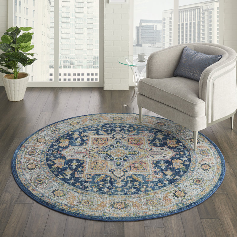 Tapis traditionnel bleu Raymond, Rond 4 pi