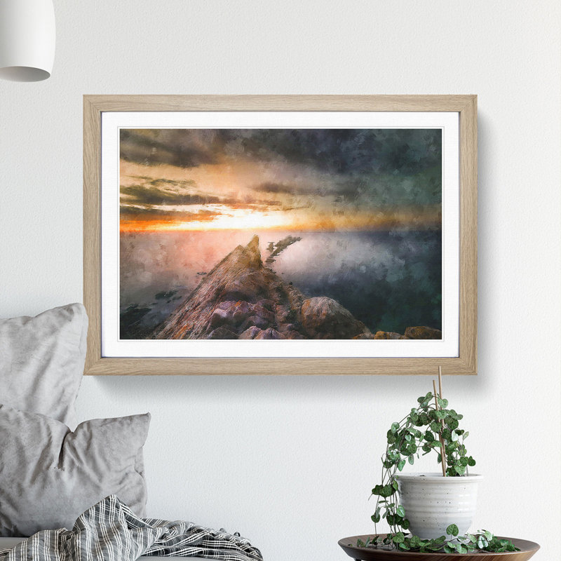 Rocks in the Ocean - Framed Print, 33cm H x 45cm W x 2cm D, Oak Framed