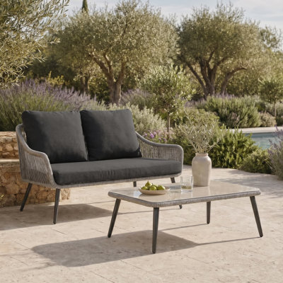 2 - Person Patio Loveseat With Coffee Table With Cushions
