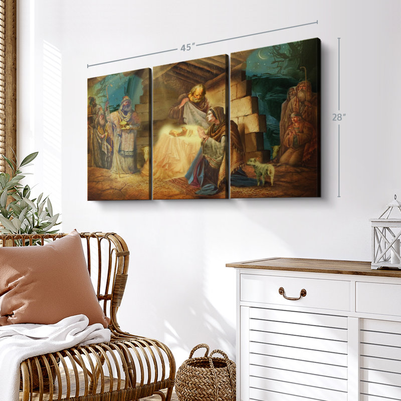 "La naissance de Jésus à Bethléem" sur toile, H 28 po x l 45 po x P 1,25 po