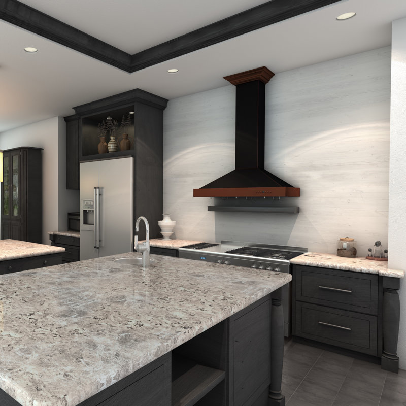 30" 400 CFM Convertible Flush Mount Range Hood, Hand-Hammered Copper