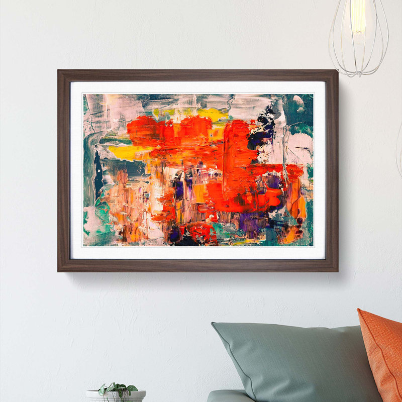 Abstract Art Painting Vol.101 by S.Johnson - Picture Frame Painting Print, 48cm H x 65cm W x 2cm D, Walnut Framed