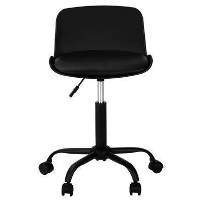 Ergonomic 'S Work Chair - Padded Seat, Black Leather-Like, Adjustable Height Office For Youngsters Adjustable, Swivel, Leather-Like Upholstery
