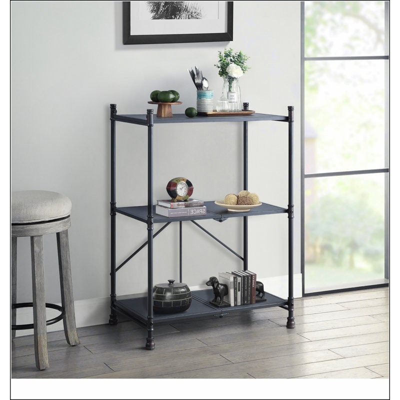 Sandy Black and Dark Bronze Hand-Brushed 3-tier Console Table