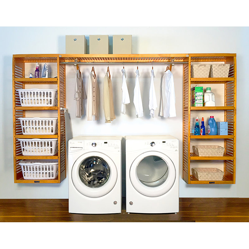 Organisateur de salle de lavage en bois massif de qualité supérieure John Louis Home, Érable miel