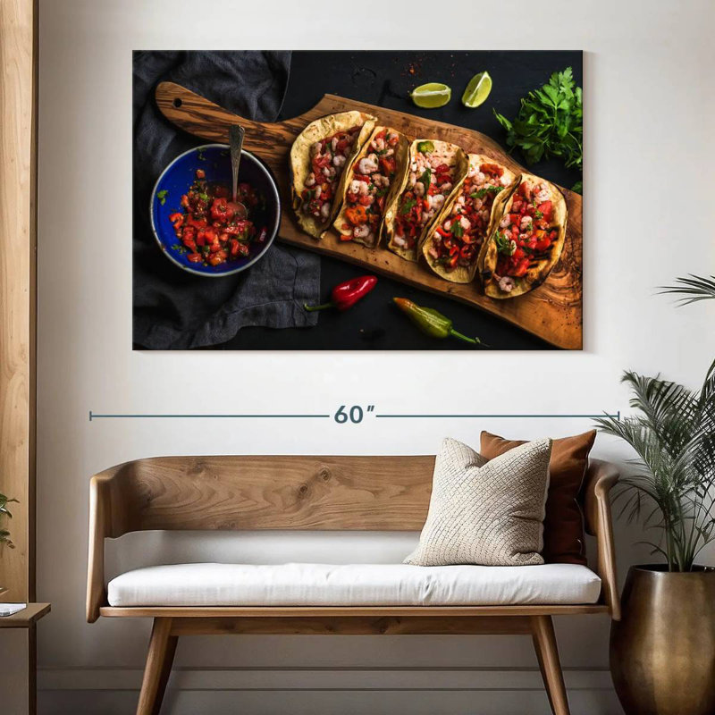 Tacos aux crevettes Yarlin, H 34 po x l 51 po