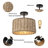 2-light Rattan Semi Flush Mount Ceiling Light
