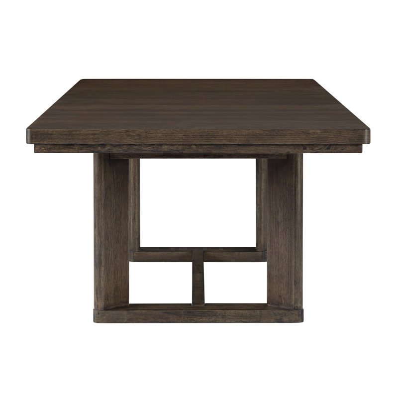 Ensemble de salle à manger 6 pièces en chêne foncé avec banc, 6 pièces: table, 4 chaises, banc