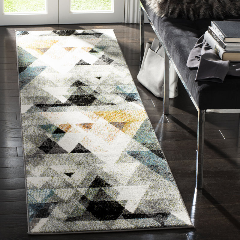 Asumi Wimbled Grey/Blue Area Rug, Runner 2'3" x 8'