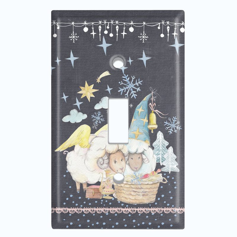 Plaque murale d'interrupteur à bascule Sheep Couple Night Stars Snow