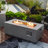 42" Propane Gas Fire Pit Table 2Pieces, 50000 BTU Rectangular Steel Fire Pit With Glass Wind Guard For Outside Patio Deck Garden Courtyard Gray