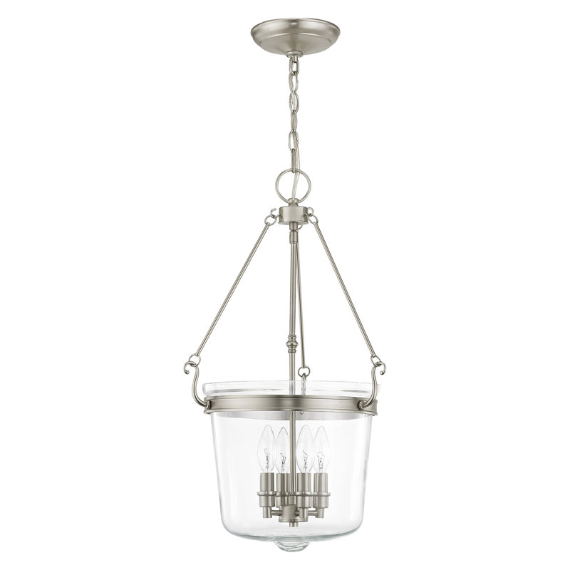 Luminaire suspendu pot 4 lumières Akio, Nickel brossé, Clair