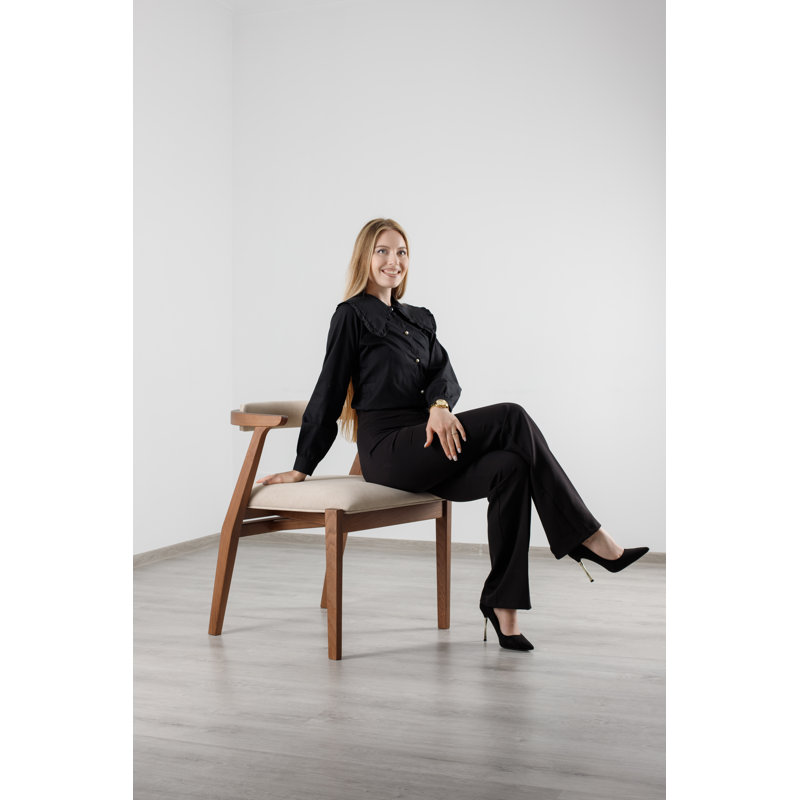 Ellis Dining Chair, Matte Brown, Beige