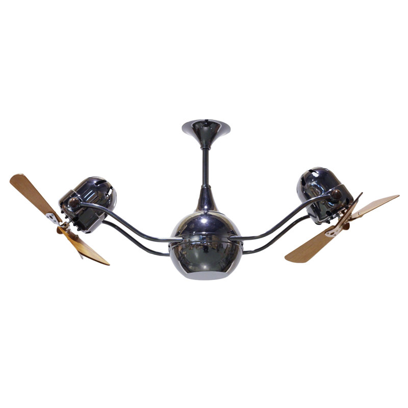 44" Vent-Bettina Dual Ceiling Fan with Wall Control and Light Kit Included, Black Nickel