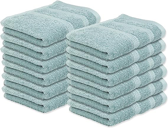 100% Cotton Face Towel Set 600GSM Soft Absorbent 13x13 White 12 Pcs  Washcloth