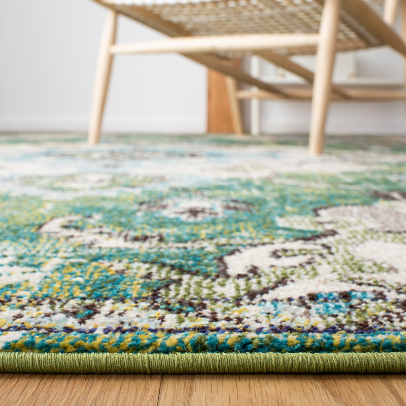 Shanna green oriental rug, Rectangle 5 pi 3 po x 7 pi 6 po