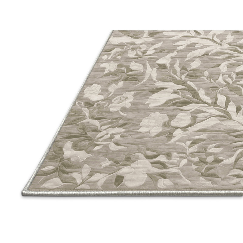 Tapis beige soyeux et moelleux, Carré 3 pi