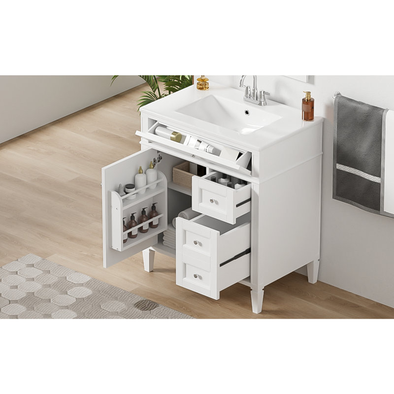 Meuble-lavabo de 30 po avec lavabo supérieur, Blanc