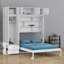 Lit escamotable mural avec armoire supérieure, tablettes et garde-robe, lit pliable peu encombrant-114217055