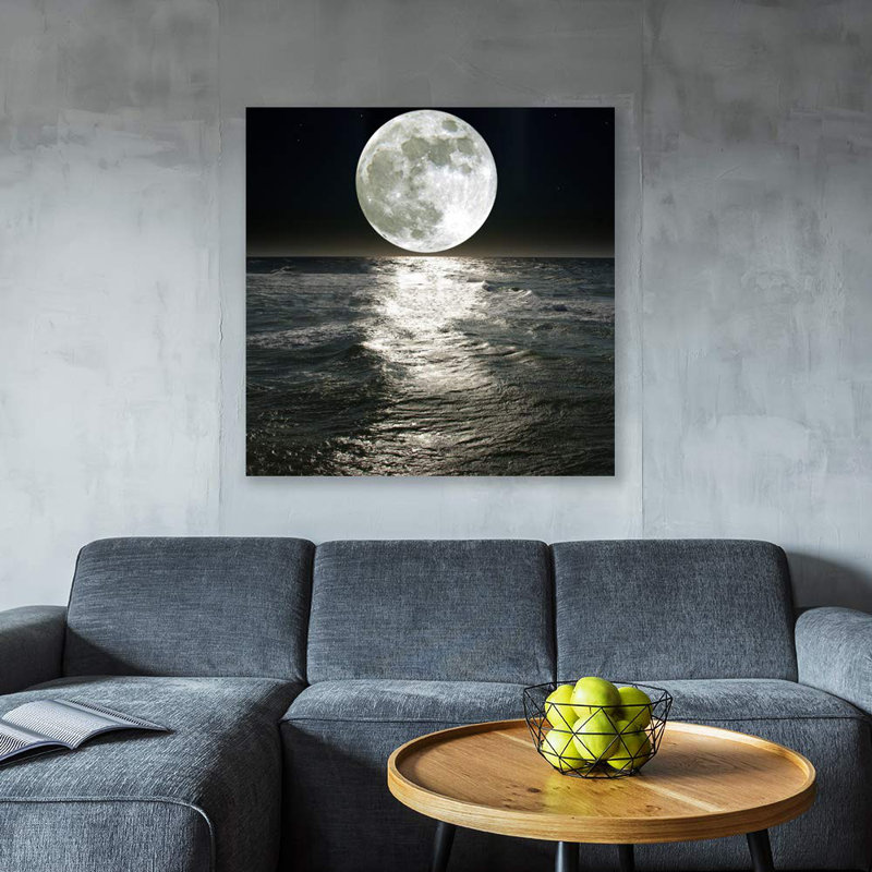 Lune illuminant l'océan bleu X08, H 24 po x l 24 po x P 1,5 po