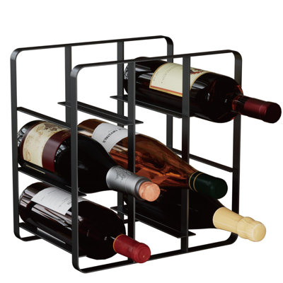 9-Bottle Countertop Wine Rack, Cube Metal Wine Holder, Black, No Assembly Required, Space-Saving Wine Storage, Kitchen Bar Organizer, Red & White Wine by Ebern Designs