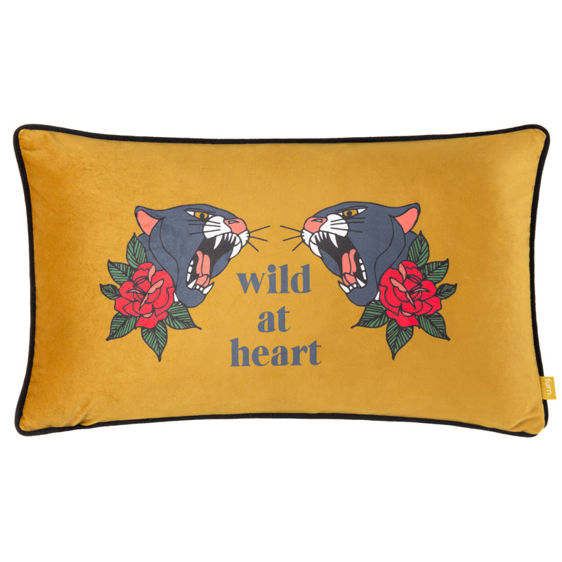 Abstract Gold/Black Rectangular Throw Cushion