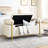 Elegant Upholstered Bench With Cylindrical Arms And Iron Leg Structure For Living Room Bedroom Hallway Beige Legs-1498473598
