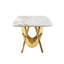 Table rectangulaire en marbre avec fabrication en acier inoxydable doré, pour 6 à 8 sièges
