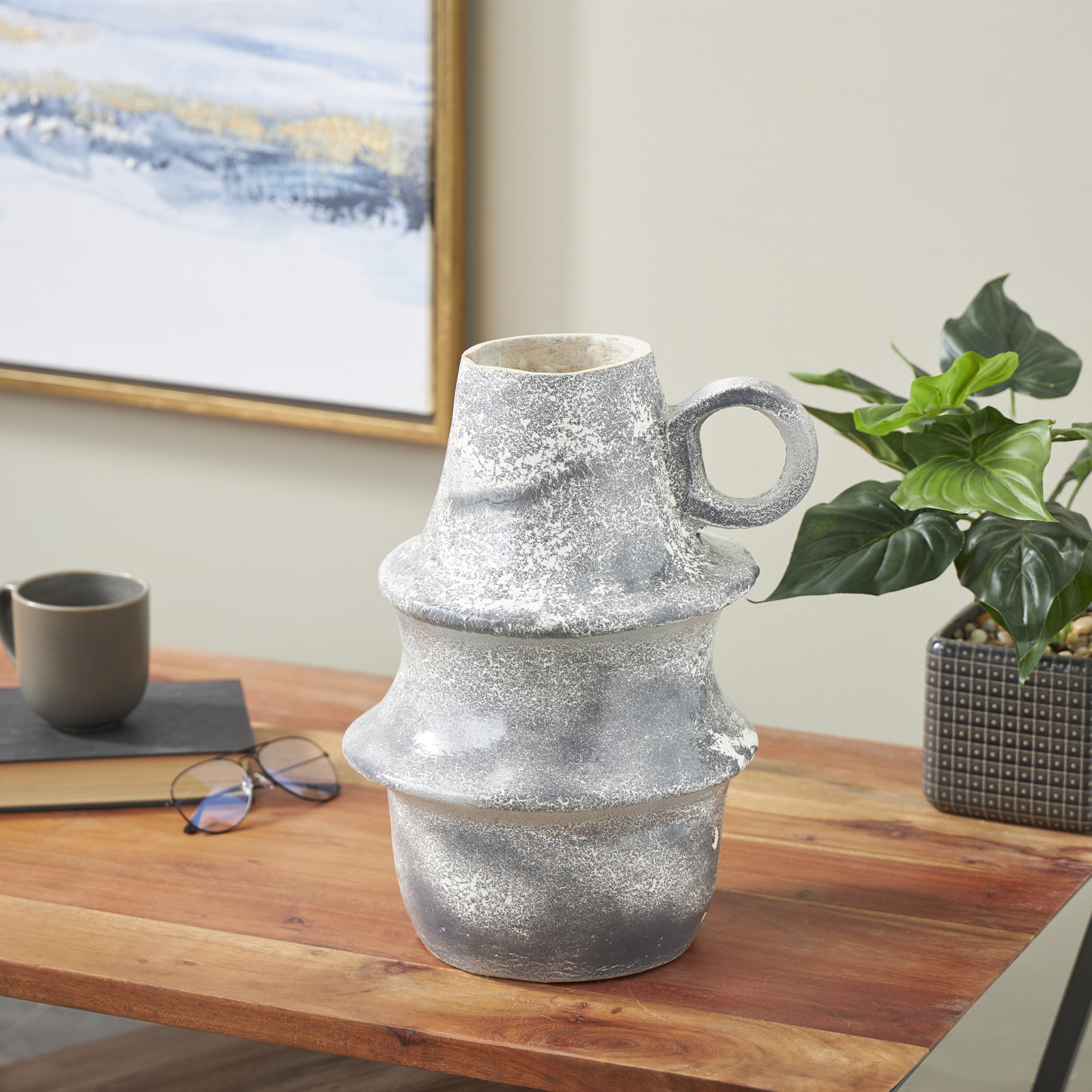 Kimona Paper Mache Table Vase, 15.55" H x 9.8" W x 9.9" D