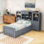Lit plateforme simple en bois avec tiroirs de rangement et tête de lit polyvalente-1034821962
