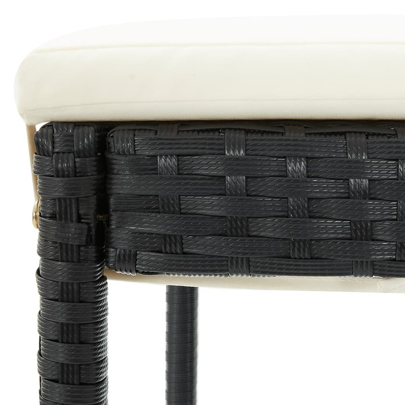 Ensemble de bar 7 pièces Wildon Home® en bois massif noir d'acacia et de rotin poly, Gris foncé, Noir, noir, noir, noir