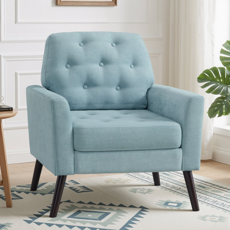 Accent Chair with Button-Tufted Back, Turquoise