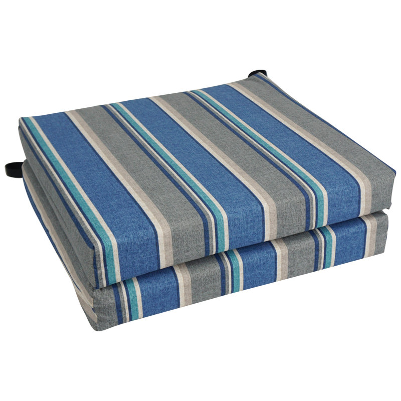 Indoor/Outdoor Adirondack Chair Cushion, Gray/Blue, 3" H x 20" W x 19" D