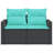 Ebern Designs Patio Sofa With Cushions 2-Seater Black Poly Rattan-1011659591